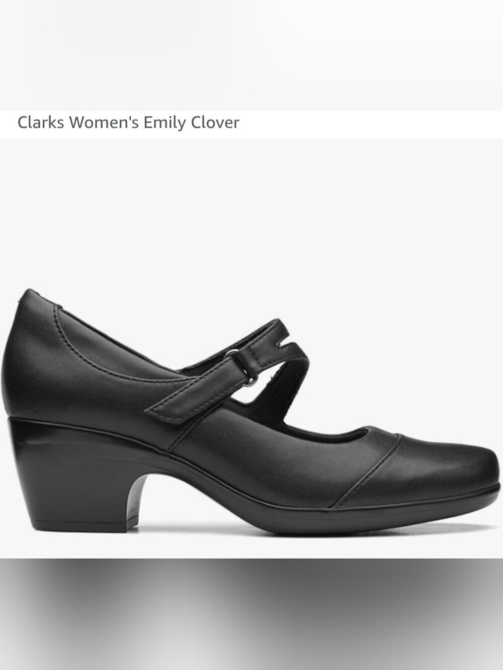 CLARKS EMILY CLOVER MARY JANE BLOCK HEEL PUMPS. SIZE 8 .5. BLACK.